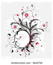 oval frame for your text or photo with floral ornament