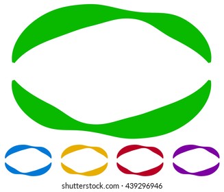 Oval frames - borders in five colors. Colorful design elements. 