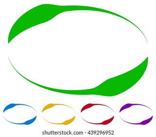 Oval frames - borders in five colors. Colorful design elements. 