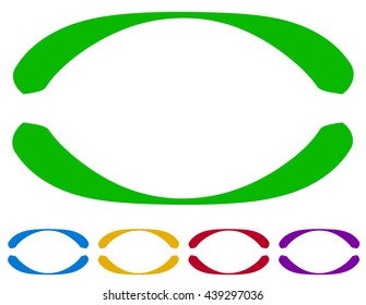 Oval frames - borders in five colors. Colorful design elements. 