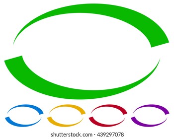 Oval frames - borders in five colors. Colorful design elements. 