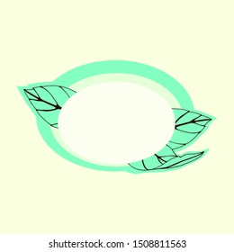 oval frames with floral elements, mint leaves.
