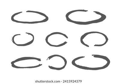 Oval frames. Hand drawn brush grunge round paint frame. Stock vector stamp emblem illustration isolated on white background.
