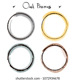 Oval frames watercolor and coal
