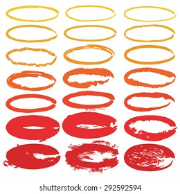 Oval frames in yellow, orange and red. Stylish elements for design. Vector illustrations.