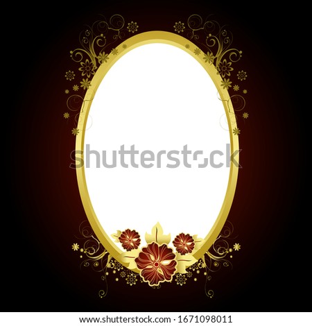 Oval Gold border or frame isolated on background, Frame or border for your image.