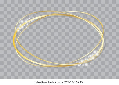 oval gold frame. Circular light frame border. Magic circle. Vector illustration.
