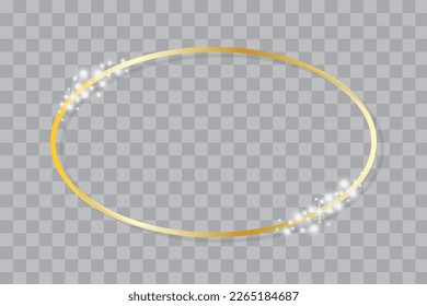 oval gold frame. Circular light frame border. Magic circle. Vector illustration.
