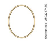 Oval gold frame. Isolated luxury oval golden border. Gold ellipse frame mockup design element. Vector illustration.