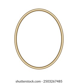 Oval gold frame. Isolated luxury oval golden border. Gold ellipse frame mockup design element. Vector illustration.