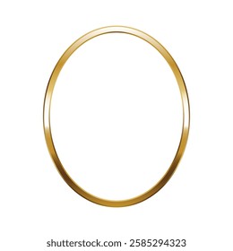 Oval gold frame. Isolated luxury oval golden border. Gold ellipse flat frame mockup design element. Vector illustration.