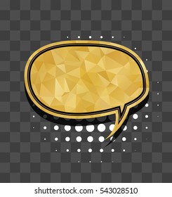 Oval gold sparkle comic text bubble sound effects. Comics book balloon. Vector glitter icon speech phrase, cartoon label tag expression, sounds illustration.