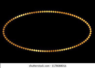Oval Golden dot Frame, for Certificate, Placard or other Border at black background