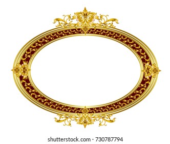 oval golden frame with floral vector design baroque style gold metal