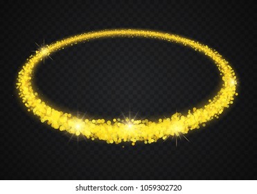 Oval of golden glittering stardust. Vector illustration