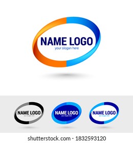 Oval Graphic Logos Templates. Simple Color Element illustration from Geometric Figure Concept. Oval Editable Logo Symbol Design on White and Gray Backdrop with Shadow Effects