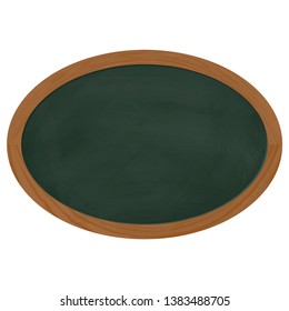 oval green chalk board with brown wooden frame