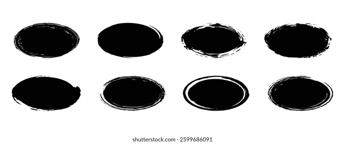 oval grunge set vector design illustration