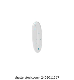 Oval gum pad with blue minerals 3D style, vector illustration isolated on white background. Decorative design element, food product for fresh breath, single realistic object