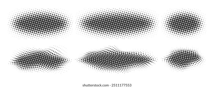 Oval halftone effect collection vector design elements illustration isolated