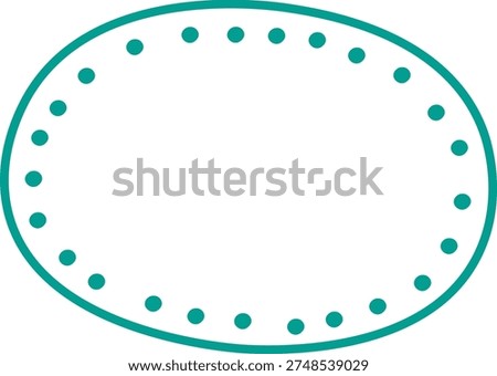 Oval hand drawn frame with dotted border and empty center for text or badge. Concept of highlight, emphasis, label, and message space. Cartoon vector illustration.