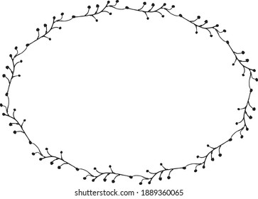 Vector de borde de marco ilustrado de Oval Hand