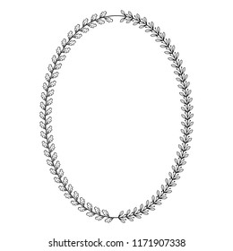 Oval heraldic wreath of oak and laurel leaves