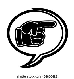 Oval icon with hand pointing