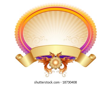 Oval information board with an ornament