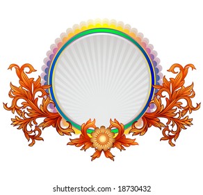 Oval information board with an ornament