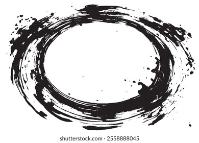 An oval inky border in black pen with ink splats
