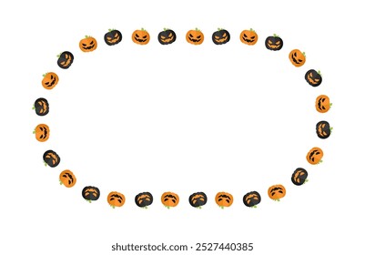 Oval Jack O Lanterna Halloween Frame Borda com espaço de texto. Ilustração De Vetor De Modelo De Cartão Postal De Mídia Social.