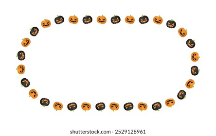 Oval Jack O Lanterna Halloween Frame Borda com espaço de texto. Ilustração De Vetor De Modelo De Cartão Postal De Mídia Social.