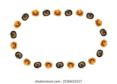 Oval Jack O Lanterna Halloween Frame Borda com espaço de texto. Ilustração De Vetor De Modelo De Cartão Postal De Mídia Social.