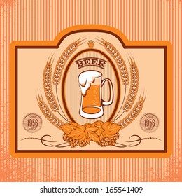 oval label with a glass of beer