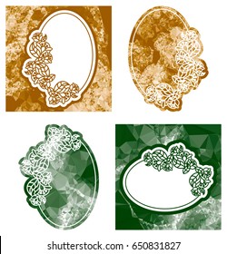 Oval label with mosaic texture for business and greeting cards, covers, leaflets, invitations and other design projects. Vector clip art.