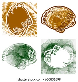 Oval label with mosaic texture for business and greeting cards, covers, leaflets, invitations and other design projects. Vector clip art.