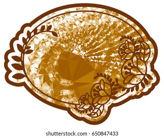 Oval label with mosaic texture for business and greeting cards, covers, leaflets, invitations and other design projects. Vector clip art.