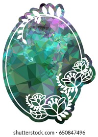 Oval label with mosaic texture for business and greeting cards, covers, leaflets, invitations and other design projects. Vector clip art.