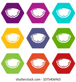 Oval lamp icons 9 set coloful isolated on white for web