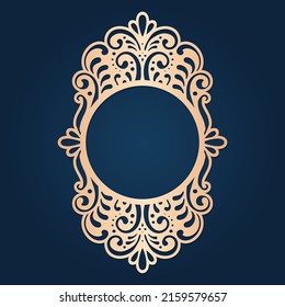 Oval laser cut frame, vector.