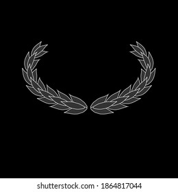 Oval laurel wreath vector icon isolated on black background