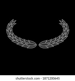 Oval laurel wreath vector icon isolated on black background