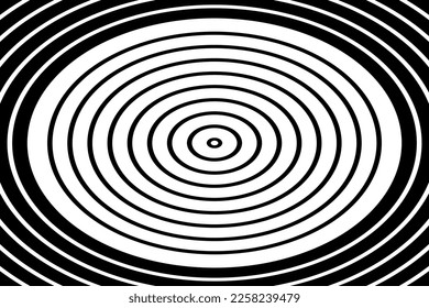 Oval Lines Pattern. Abstract Geometric Black and White Background. Vector Art.