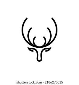 Oval Logo Design Made Of Deer Head And Antlers