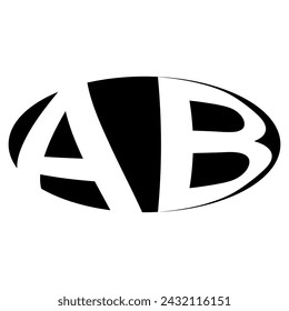Oval logo double letter A, B two letters ab ba