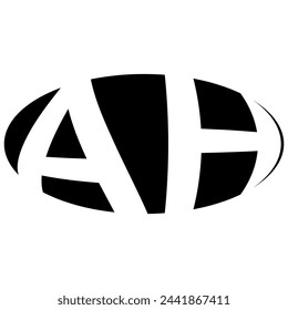 Oval logo double letter A, H two letters ah ha