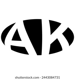 Logotipo ovalado doble letra A, K dos letras ak ka