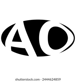 Oval logo double letter A, O two letters ao oa