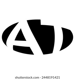 Oval logo double letter A T two letters at ta